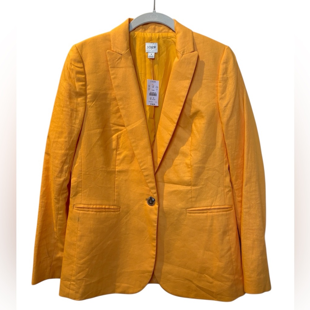 J. Crew Factory NWT Linen Cotton Blend Blazer Jacket Saffron Gold Melon Summer